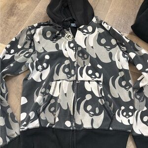 Vintage Chaser x WWF Panda All Over Print Zip Up Hoodie - Size XL - Y2K